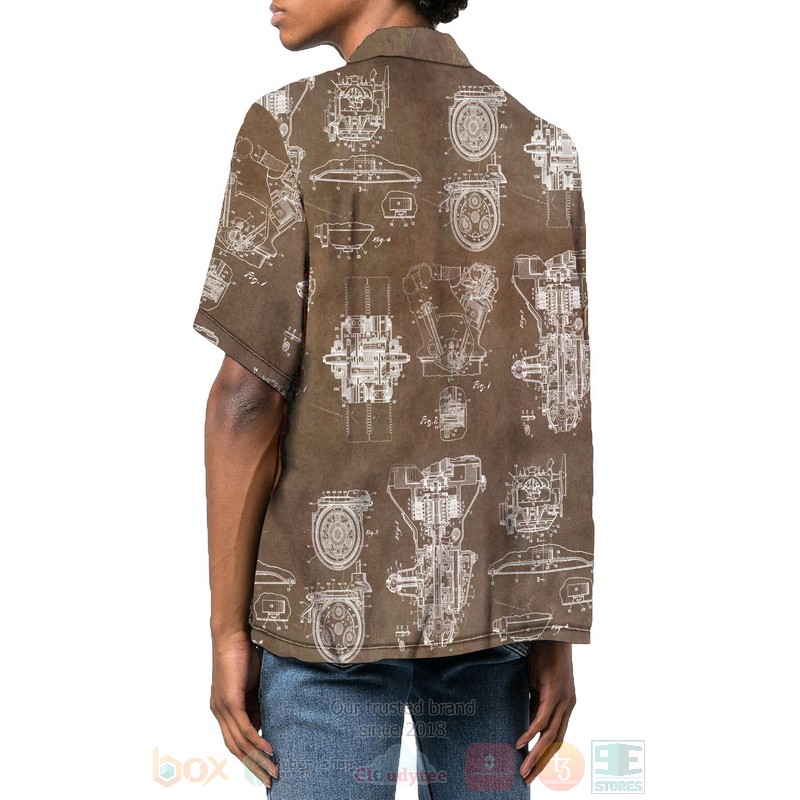 BEST Henry Ford Engine Patent Brown 3D Aloha Shirt 2 Henry Ford Engine Patent Brown Hawaiian Shirt 1