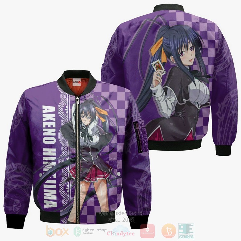 High School DXD Akeno Himejima Anime 3D Hoodie Bomber Jacket 1 2 3