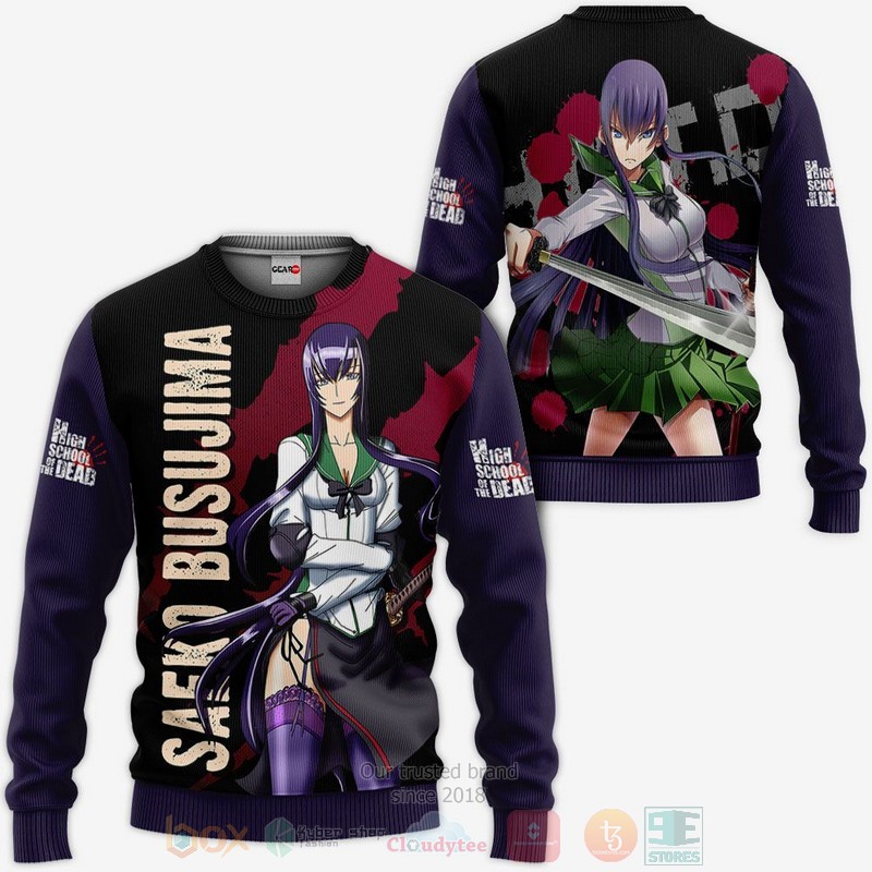 BEST Anime Highschool Of Dead Saeko Busujima All Over Print Hoodie-Bomber Jacket 2 Highschool Of Dead Saeko Busujima Anime 3D Hoodie Bomber Jacket 1