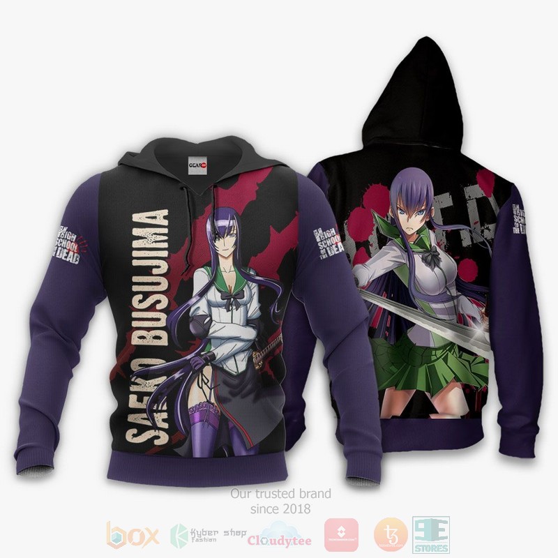BEST Anime Highschool Of Dead Saeko Busujima All Over Print Hoodie-Bomber Jacket 3 Highschool Of Dead Saeko Busujima Anime 3D Hoodie Bomber Jacket 1 2