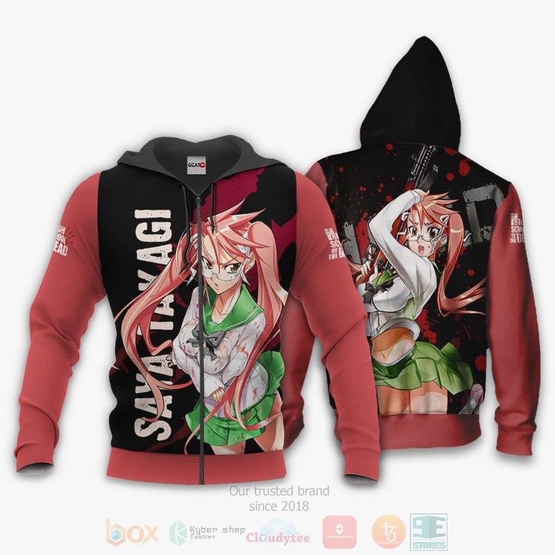 BEST Anime Highschool Of Dead Saya Takagi All Over Print Hoodie-Bomber Jacket 12 Highschool Of Dead Saya Takagi Anime 3D Hoodie Bomber Jacket