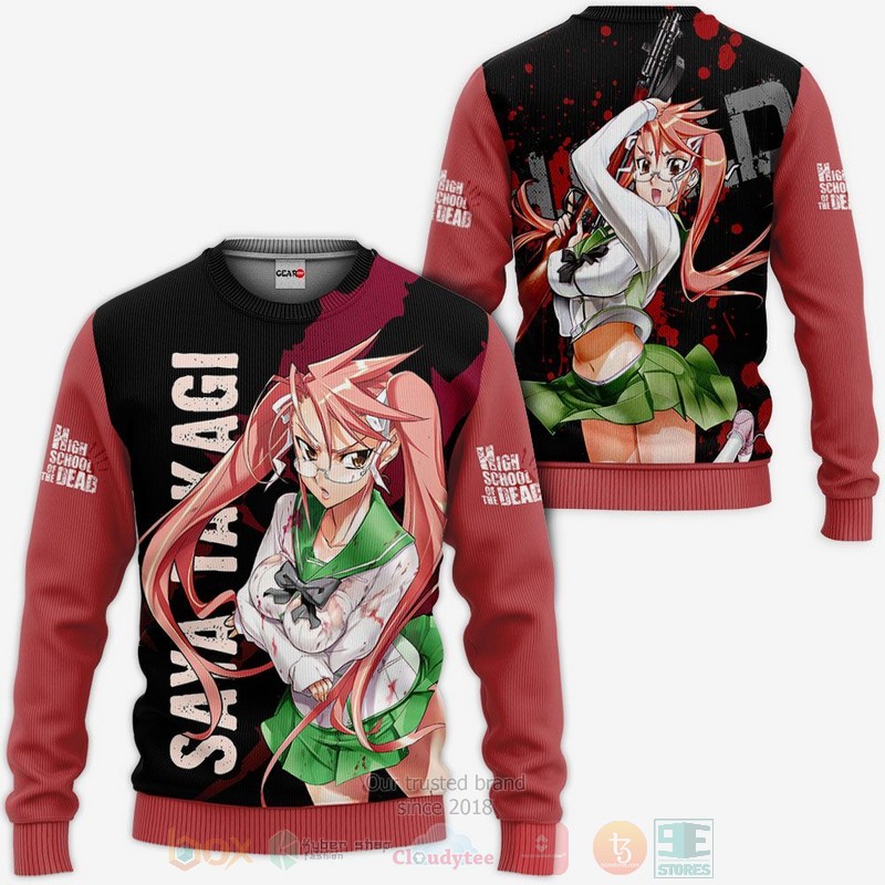 BEST Anime Highschool Of Dead Saya Takagi All Over Print Hoodie-Bomber Jacket 2 Highschool Of Dead Saya Takagi Anime 3D Hoodie Bomber Jacket 1