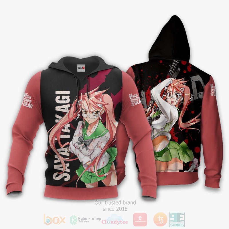 BEST Anime Highschool Of Dead Saya Takagi All Over Print Hoodie-Bomber Jacket 3 Highschool Of Dead Saya Takagi Anime 3D Hoodie Bomber Jacket 1 2