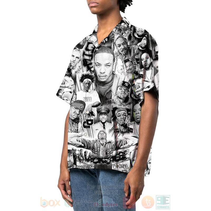 BEST Hip Hop Singger Black-White 3D Aloha Shirt 5 Hip Hop Singger Black White Hawaiian Shirt