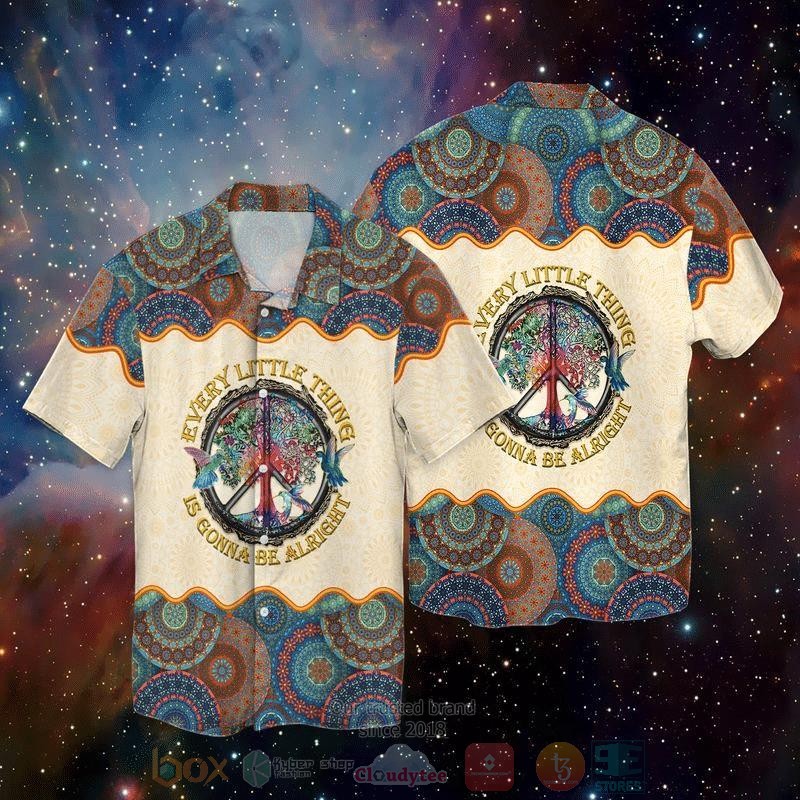 Hippie Every Little Thing Is Gonna Be Airight Short Sleeve Hawaiian Shirt