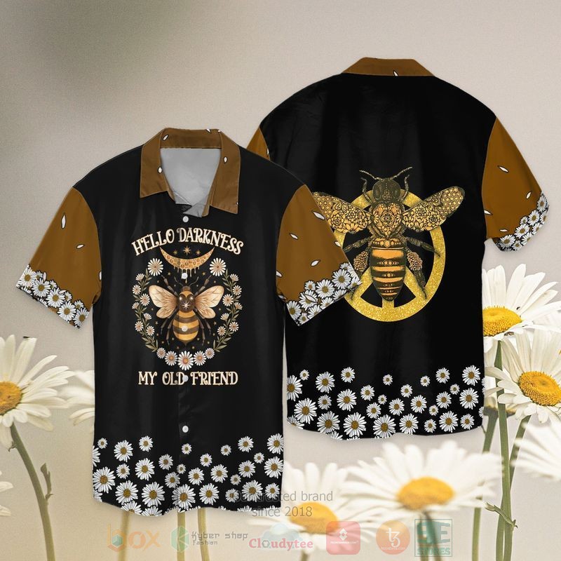 BEST Hippie Peace Bee Hello Darkness My Old Friends All Over Print Tropical Shirt 2 Hippie Peace Bee Hello Darkness My Old Friends Short Sleeve Hawaiian Shirt