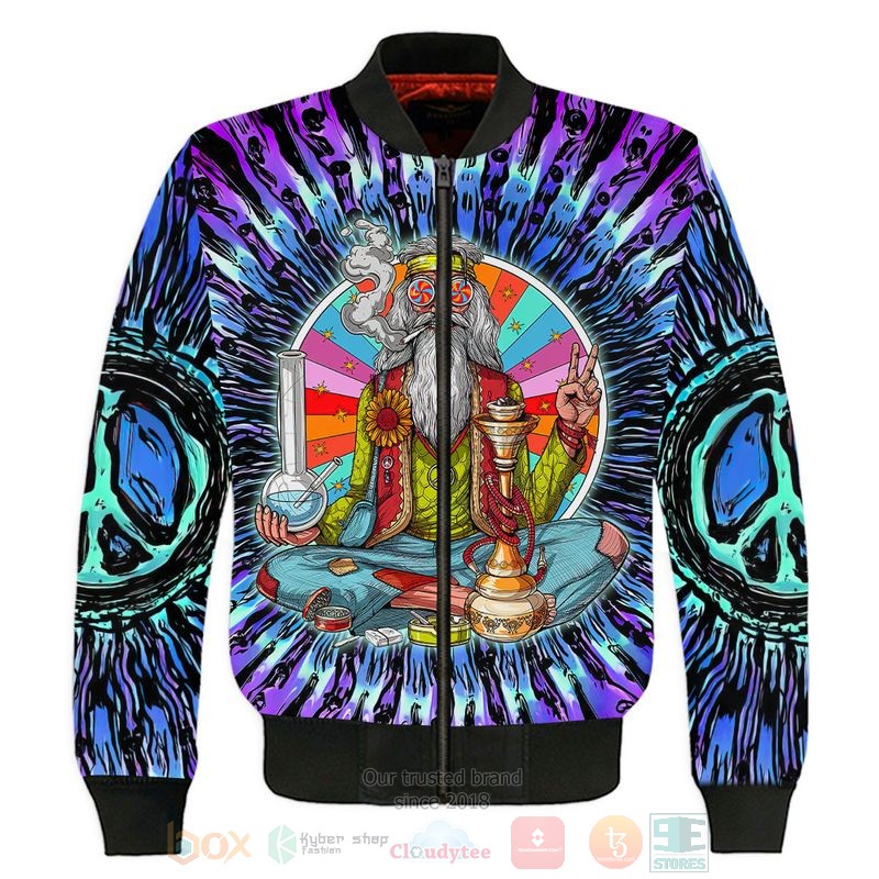 Hippie Stoner Smoking Weed Bomber Jacket