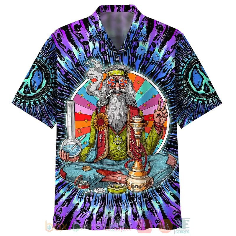 BEST Hippie Stoner Smoking Weed All Over Print Aloha Shirt 4 Hippie Stoner Smoking Weed Short Sleeve Hawaiian Shirt