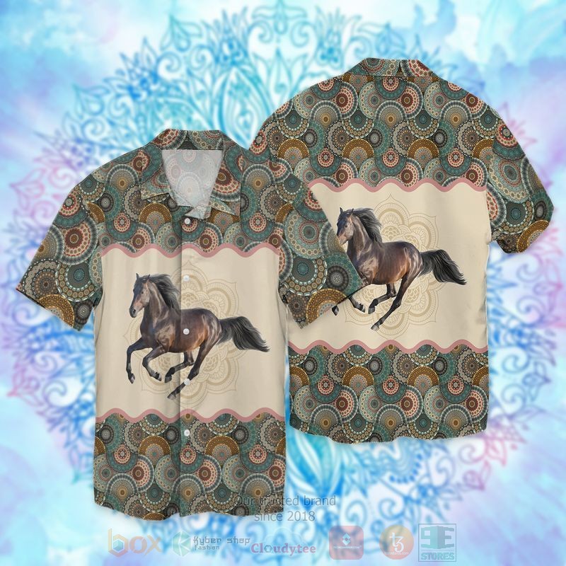 Horse Mandala Short Sleeve Hawaiian Shirt
