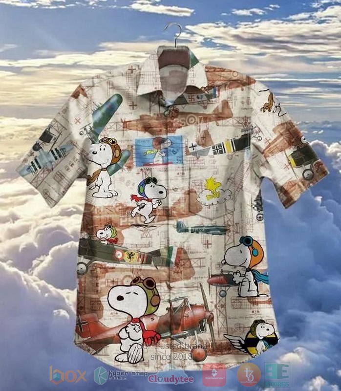 Hot Plane And Snoopy Vintage Hawaiian Shirt