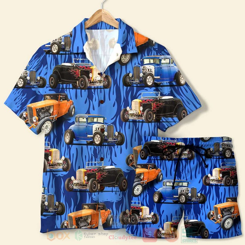 BEST Hot Rod Flame 3D Aloha Shirt, Short-Pants word1
