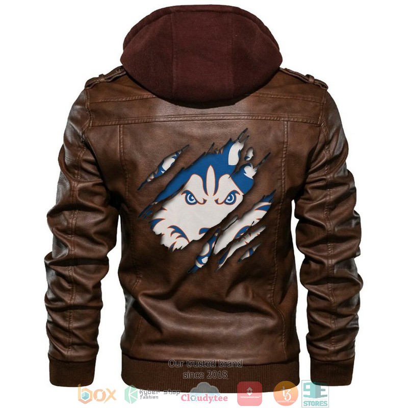 Houston Baptist Huskies NCAA Brown Leather Jacket