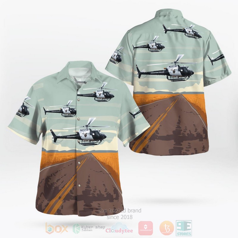 BEST Houston Police Department H125 Airbus N2374F 3D Aloha Shirt word2