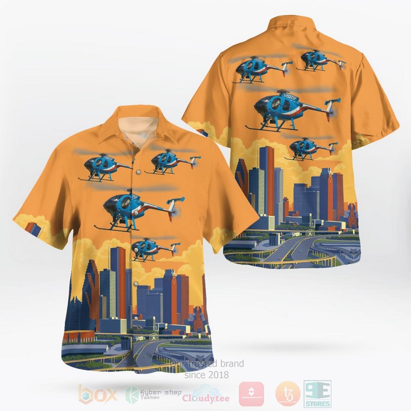 BEST Houston Police Helicopter 78F N5278F 3D Aloha Shirt word3