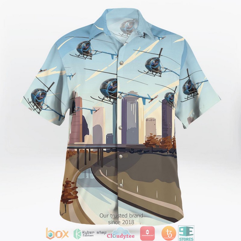 Hughes 269C - N7492F Houston Police Department Helicopter 3D Hawaii Shirt 2 Hughes 269C N7492F Houston Police Department Helicopter 3D Hawaii Shirt 1