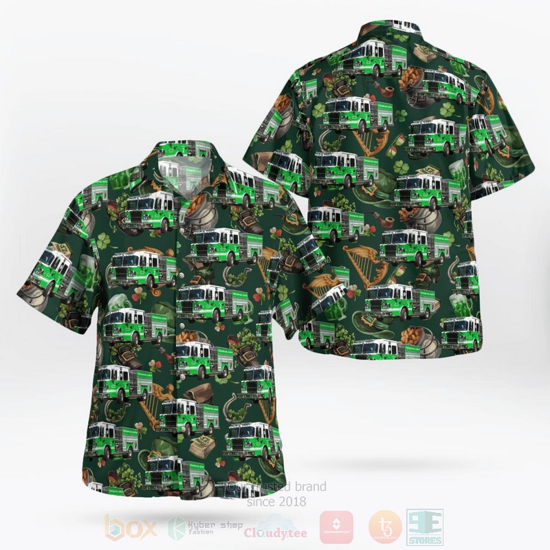 BEST Huntington, West Virginia, Huntington Fire Department, St Patrick's Day 3D Aloha Shirt word3