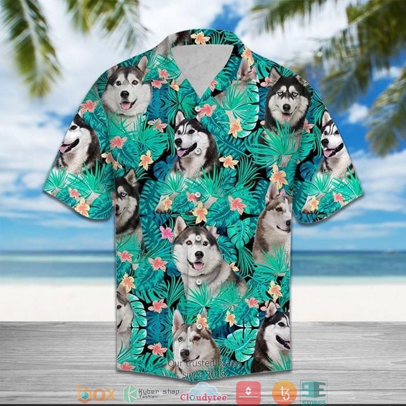 Husky Dog Funny Short Sleeve Hawaiian Shirt