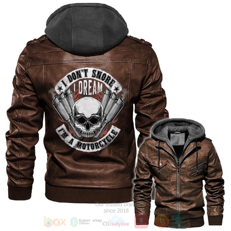 BEST I Don't Snore I Dream I'm A Motorcycle Skull Zipper Jacket Leather 3 I Dont Snore I Dream Im A Motorcycle Skull Leather Jacket 1 2