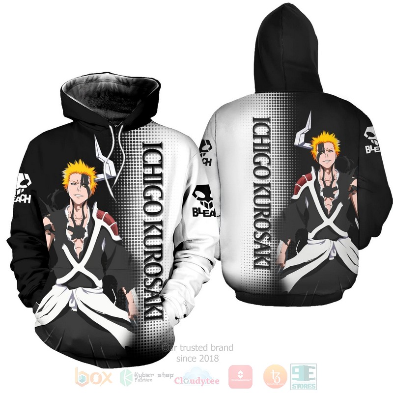 Ichigo Costume Bleach Anime 3D Hoodie Zip Hoodie 1