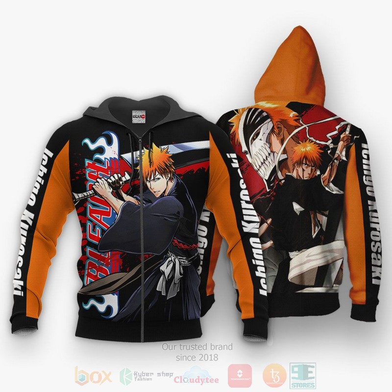 Ichigo Kurosaki Bleach Anime 3D Hoodie Bomber Jacket
