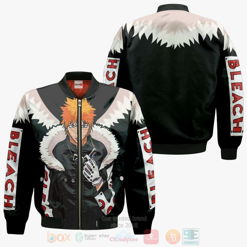 BEST Anime Ichigo Kurosaki Custom Bleach All Over Print Hoodie-Bomber Jacket 4 Ichigo Kurosaki Custom Bleach Anime 3D Hoodie Bomber Jacket 1 2 3