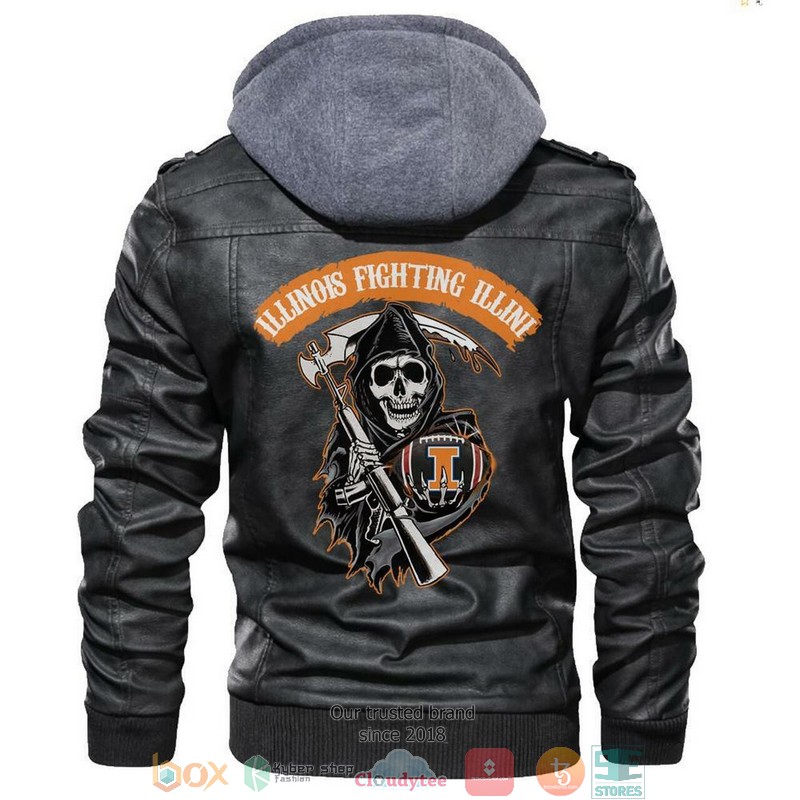Illinois Fighting Illini NCAA Football Sons Of Anarchy Black Leather Jacket