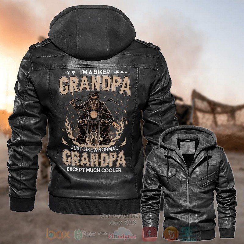 Im A Biker Grandpa Leather Jacket