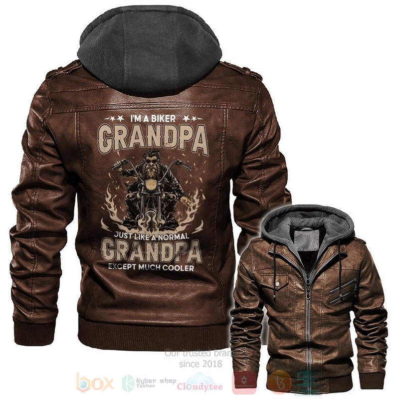 BEST I'm A Biker Grandpa Zipper Jacket Leather 3 Im A Biker Grandpa Leather Jacket 1 2