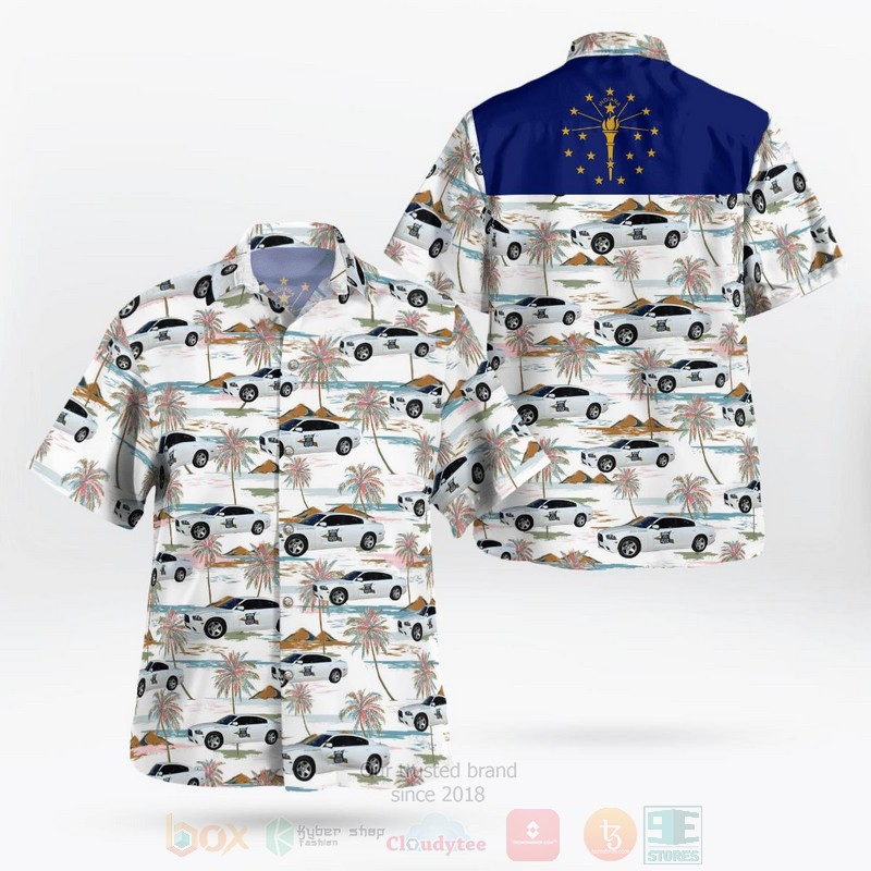 Indiana State Trooper Police Car Hawaiian Shirt