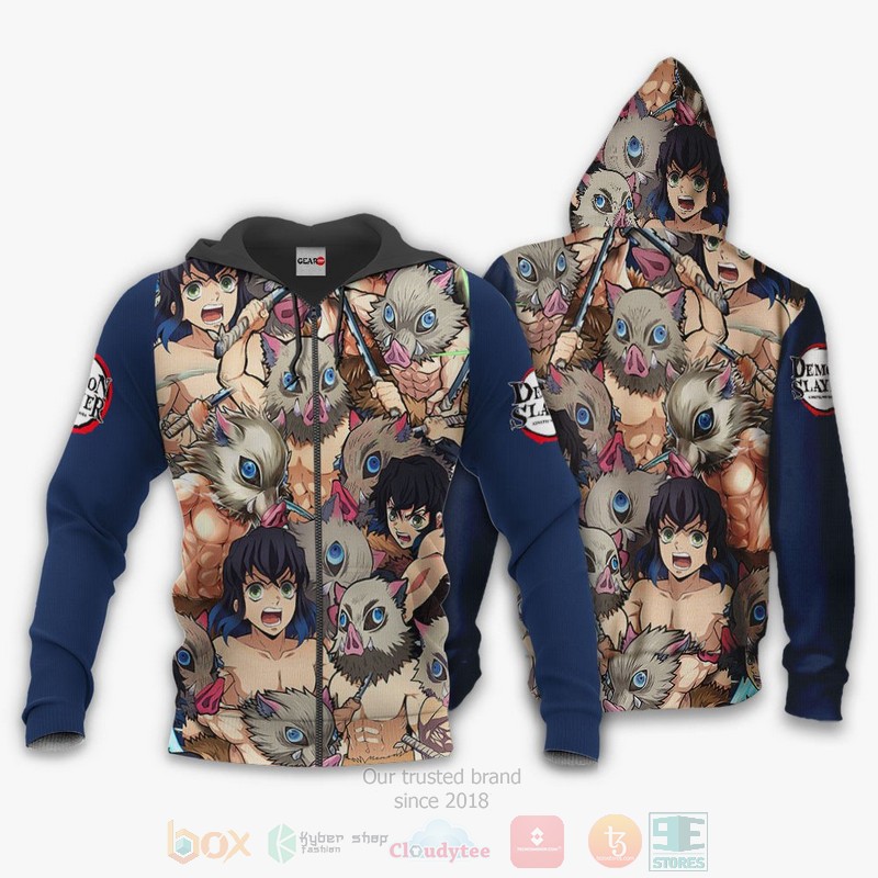 Inosuke Hashibira Custom Kimetsu Anime 3D Hoodie Bomber Jacket