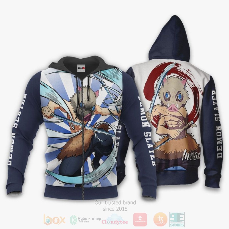 Inosuke Hashibira Kimetsu Anime 3D Hoodie Bomber Jacket