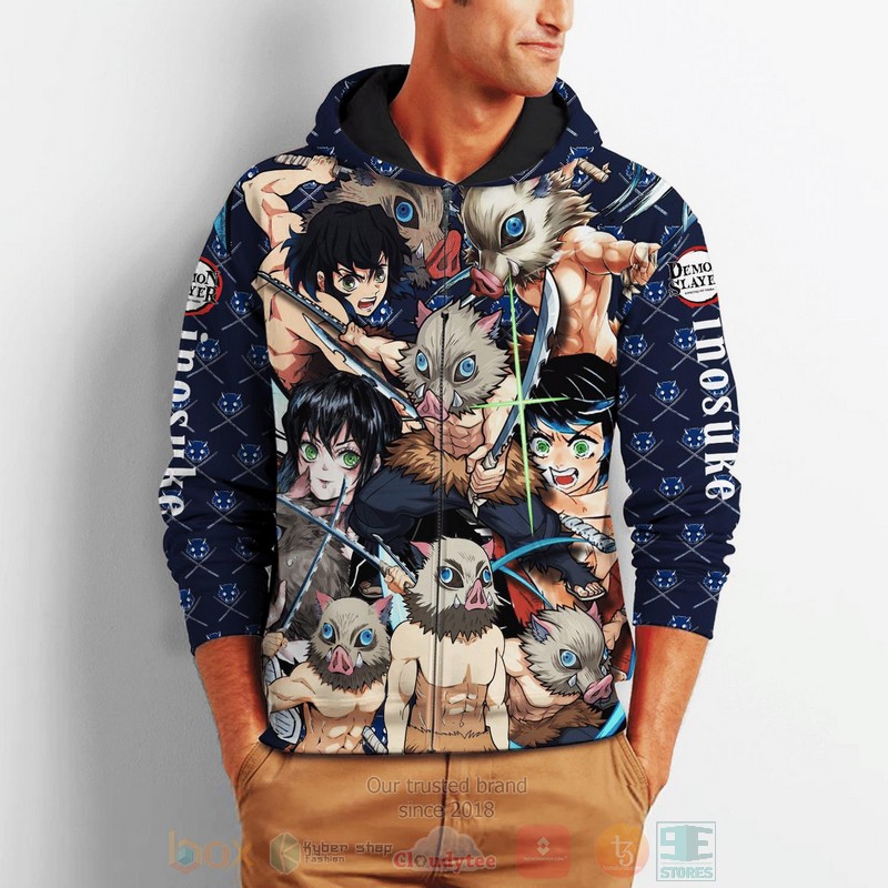 Inosuke Kimetsus Costume Anime 3D Zip Hoodie 1
