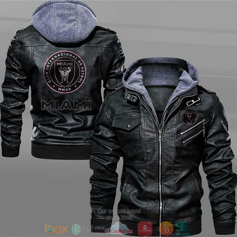Inter Miami CF Black Brown Leather Jacket