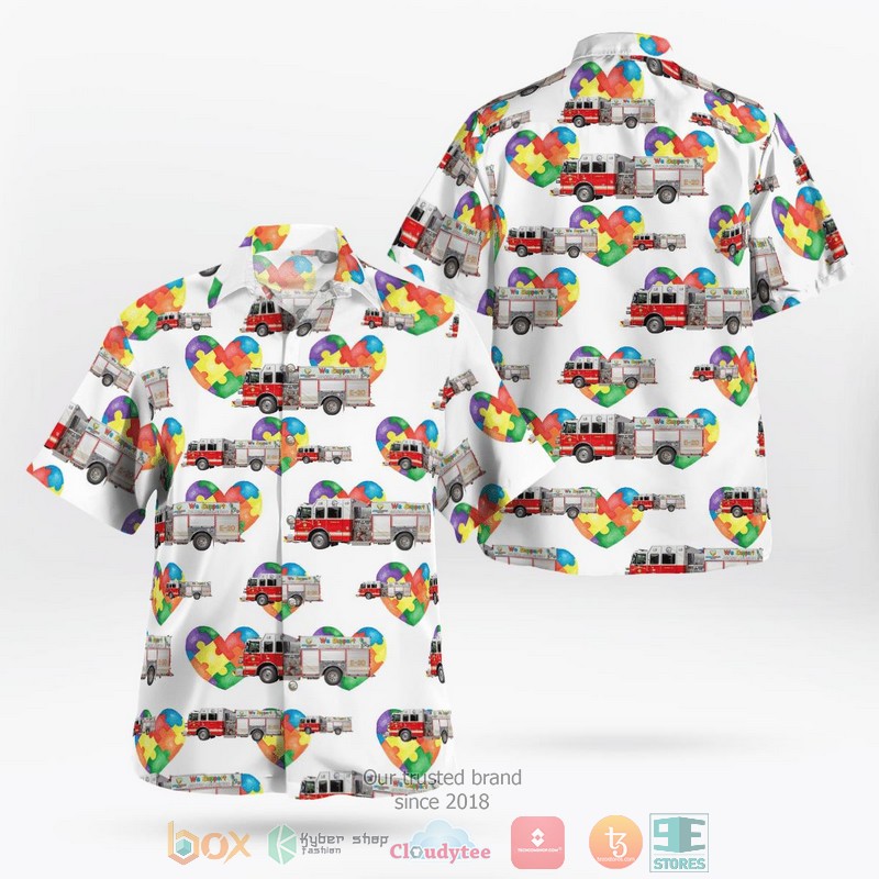 Islamorada Florida Islamorada Fire Rescue Department World Autism Awareness Day Hawaiian Shirt word3