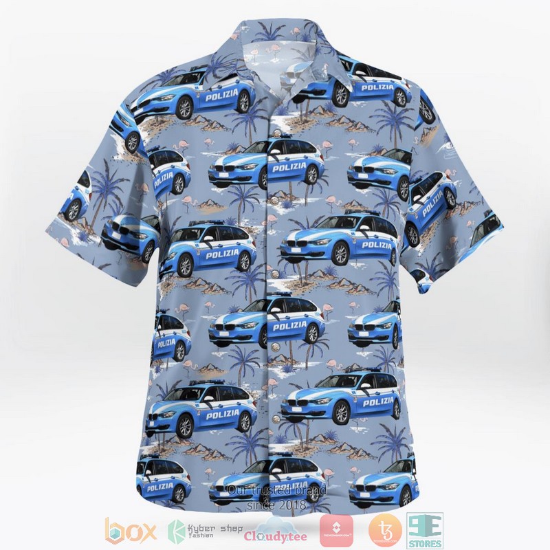 Italy Polizia di Stato BMW 320D Highway Patrol Car Hawaiian shirt 2 Italy Polizia di Stato BMW 320D Highway Patrol Car Hawaiian shirt word2