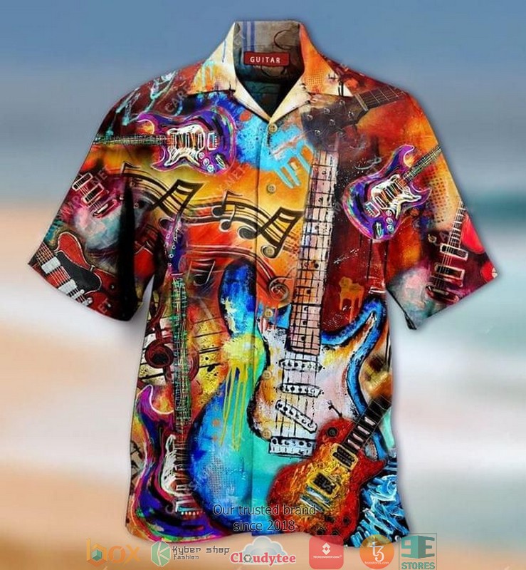 Guitar Music Short Sleeve Hawaiian Shirt 2 Guitar Music Short Sleeve Hawaiian Shirt