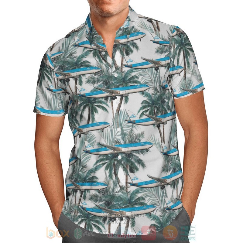 BEST KLM Royal Dutch Airlines Airbus A330-303 3D Aloha Shirt 2 KLM Royal Dutch Airlines Airbus A330 303 Hawaiian Shirt 1