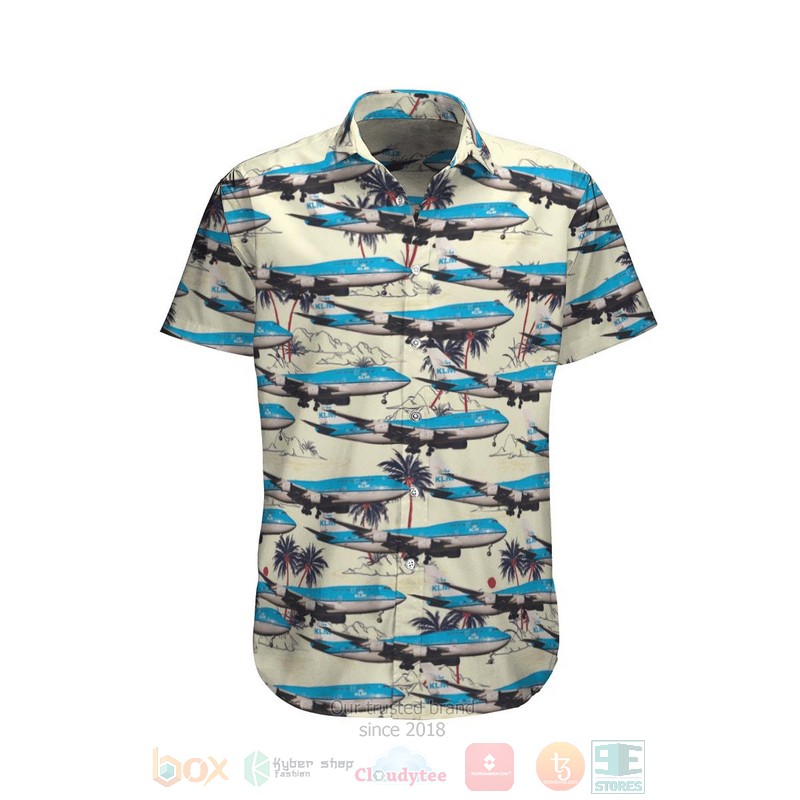 KLM Royal Dutch Airlines Boeing 747 406M Cream Hawaiian Shirt