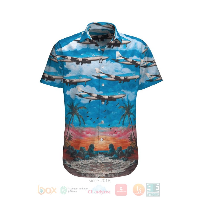 KLM Royal Dutch Airlines Boeing 747 406M Hawaiian Shirt