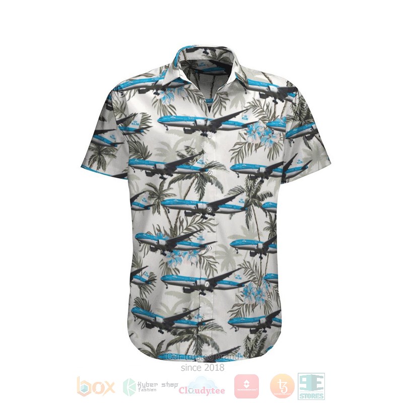 BEST KLM Royal Dutch Airlines Boeing 777-206-ER 3D Aloha Shirt 6 KLM Royal Dutch Airlines Boeing 777 206 ER Hawaiian Shirt