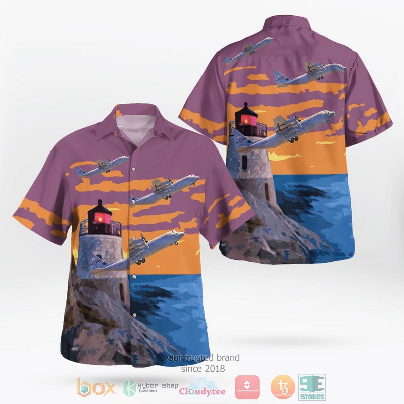 US Air Force Rhode Island Air National Guard 143d Airlift Wing C-130J Hercules Hawaiian Shirt word2