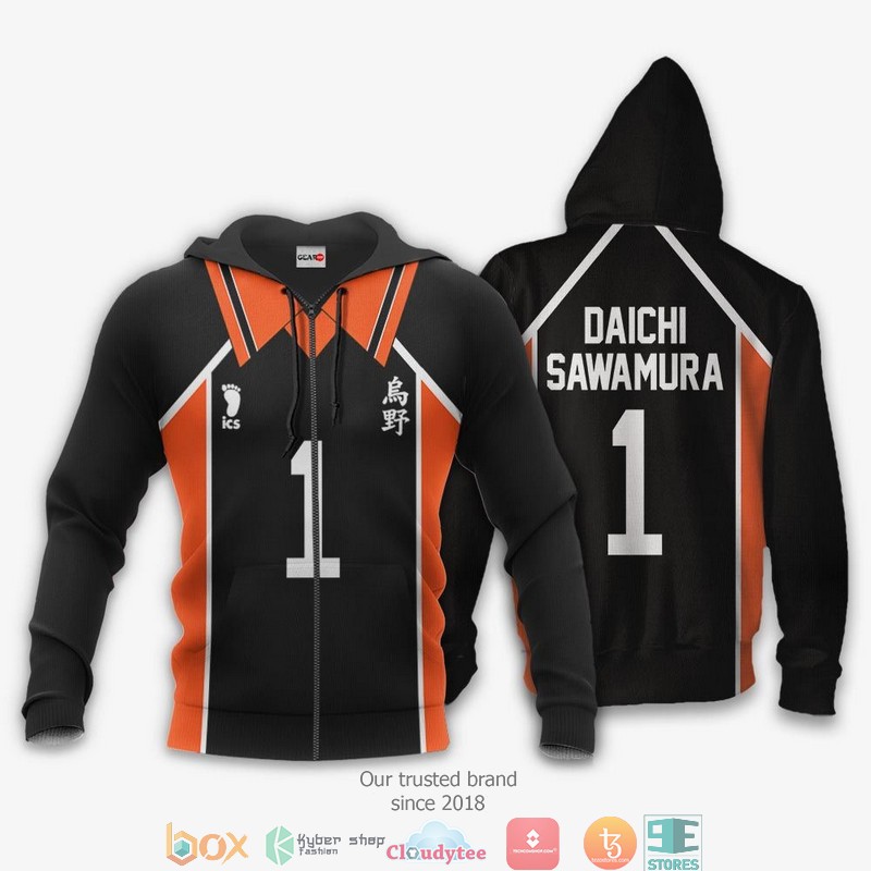 Karasuno Daichi Sawamura Num 1 Haikyuu Anime 3d Hoodie Bomber jacket