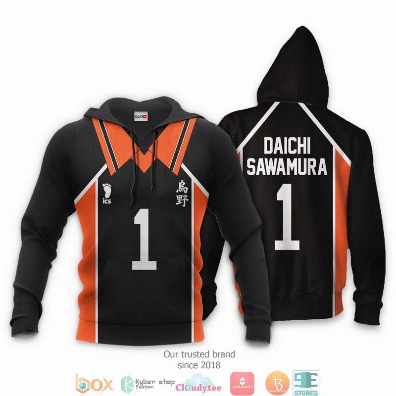 Karasuno Daichi Sawamura Num 1 Haikyuu Anime 3d Hoodie Bomber jacket 1 2