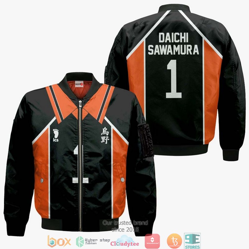 Karasuno Daichi Sawamura Num 1 Haikyuu Anime 3d Hoodie Bomber jacket 1 2 3