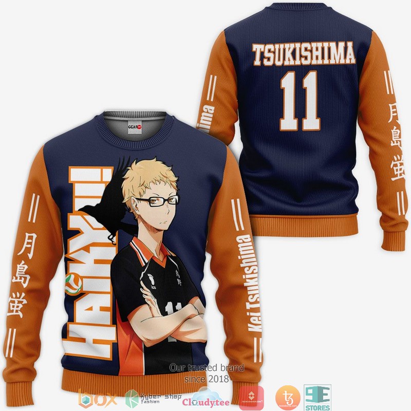 Karasuno Kei Tsukishima Haikyuu Anime Merch 3d Hoodie, Bomber jacket 2 Karasuno Kei Tsukishima Haikyuu Anime Merch 3d Hoodie Bomber jacket 1