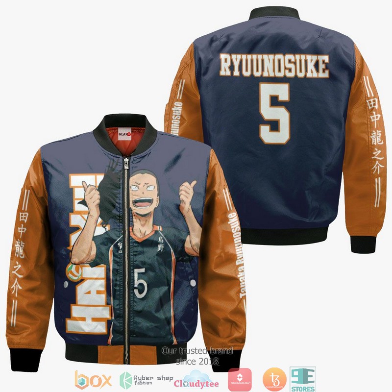 Karasuno Tanaka Ryuu Haikyuu Anime Merch 3d Hoodie Bomber jacket 1 2 3