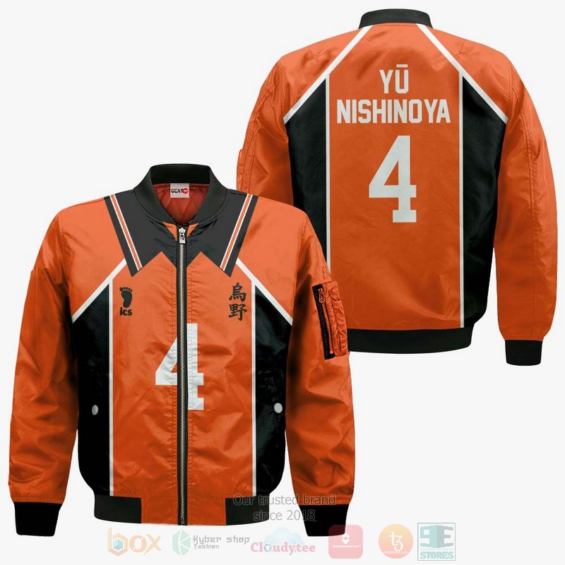 Karasuno Yu Nishinoya Uniform Num 4 Haikyuu Anime 3D Hoodie Shirt 1 2 3 4