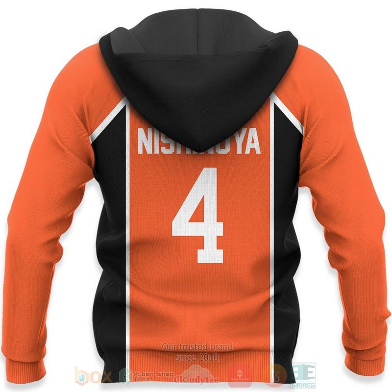 Karasuno Yu Nishinoya Uniform Num 4 Haikyuu Anime 3D Hoodie Shirt 1 2 3 4 5