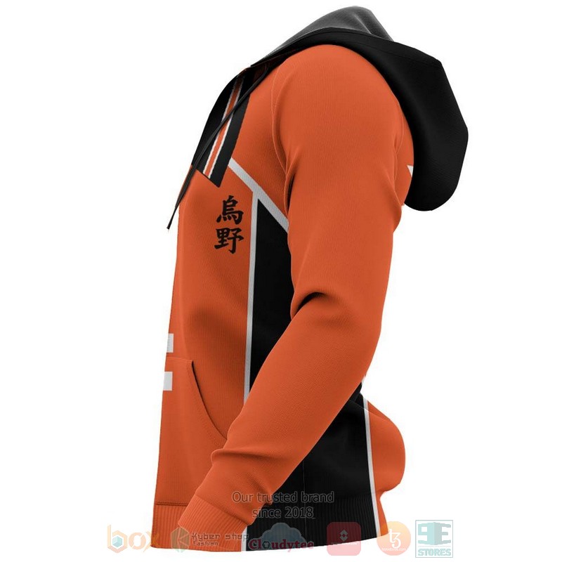 Karasuno Yu Nishinoya Uniform Num 4 Haikyuu Anime 3D Hoodie Shirt 1 2 3 4 5 6