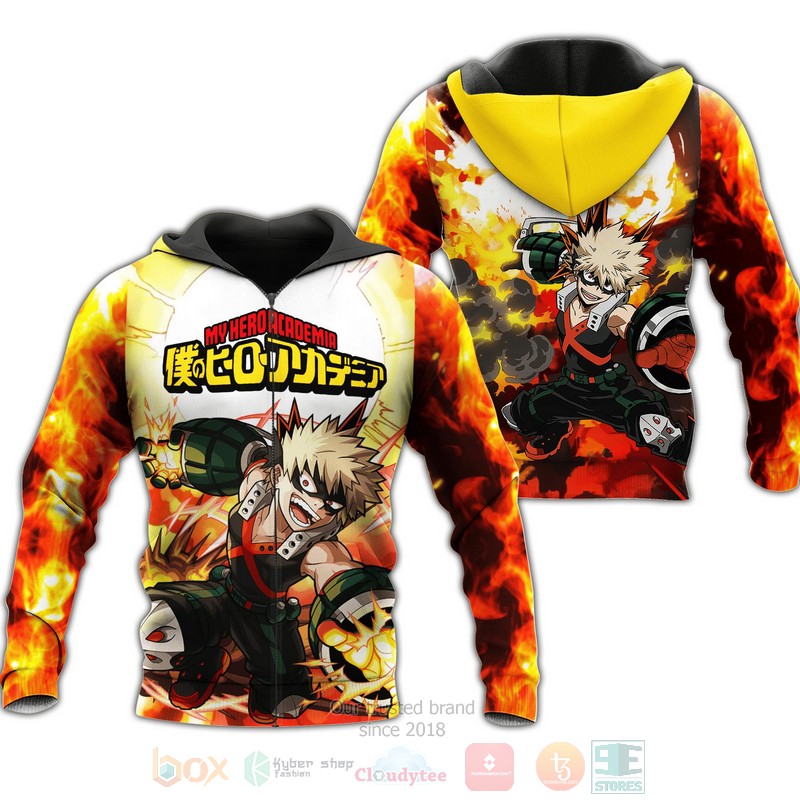 Katsuki Bakugou My Hero Academia Anime 3D Zip Hoodie
